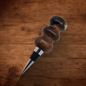 Wine Bottle Stopper - Live Edge Zebra Wood with Clear Resin