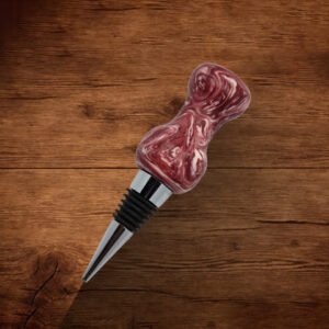 Wine Bottle Stopper - Cranberry and White Swirl
