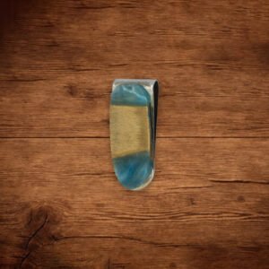 Money Clip Blue Resin and Cherry