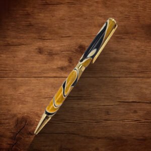Slimline Yellow Gold, Black and White Resin Swirl