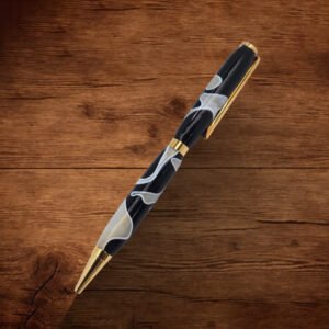 Slimline Black, White and Gray Resin Swirl