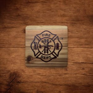 Wood Coaster - Fire Department Logo with inlaid resin