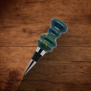 Wine Bottle Stopper - Blue and Yellow Resin