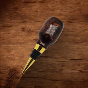 Wine Bottle Stopper - Brown Resin with Copper and Sweet Gum Ball