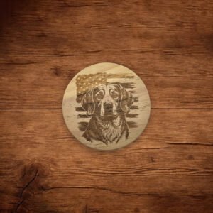 Wood Coaster Beagle with Flag