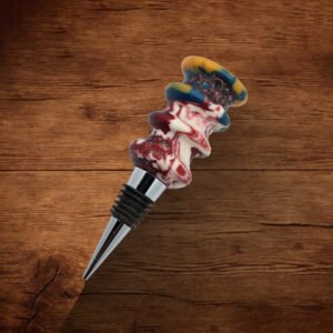 Wine Bottle Stopper Red, White, Blue and Yellow Resin with Sweet Gum Ball