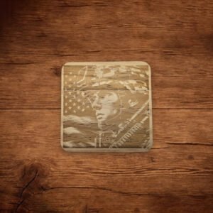 Wood Coaster Patriot with Flag