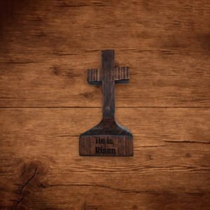 He Is Risen Cross Stained Black Walnut