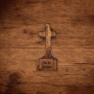 He Is Risen Cross Stained Walnut
