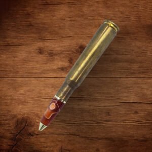 50 Cal Bullet - Black, Yellow and Brown Resin Swirl