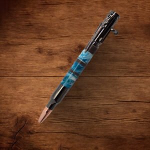 30 Cal Bolt - Segmented - Blue and White Swirl and Black Walnut